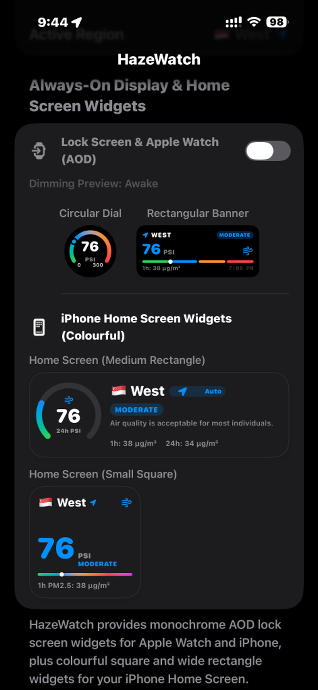 In-App Interactive Widget & AOD Preview